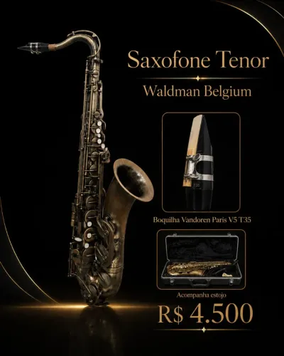 Saxofone Tenor Waldman Belgium + Boquilha Vandoren Paris V5 T3 com estojo5