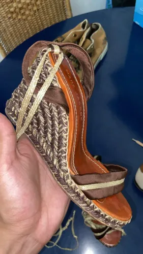 Sandália Espadrille Marc Jacobs Dourada Anabela Original Marrom 