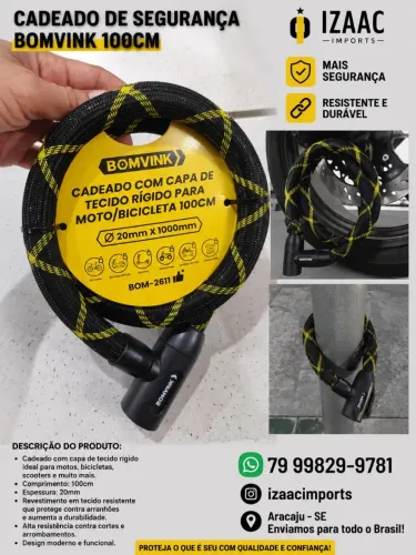 Cadeado Com Capa de Tecido Rígido para Moto /Bicicleta 1 MT