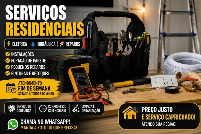 Serviços Rápidos em Casa - Elétrica, Hidraulica, Furação e Pintura | Sáb e Dom
