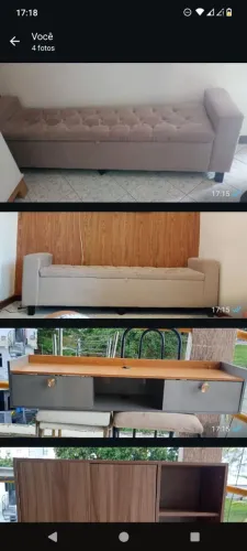 Vende-se um puff baú um rack suspenso e um armário de parede