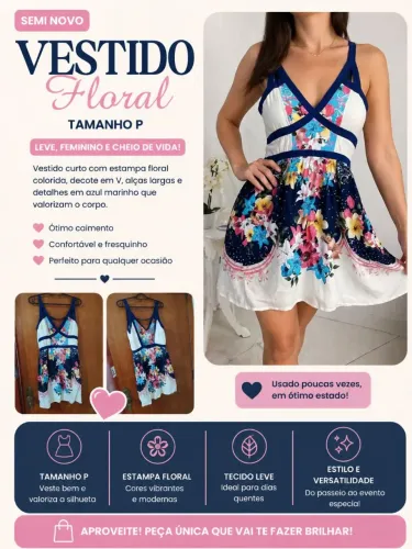 Vestido curto floral feminino