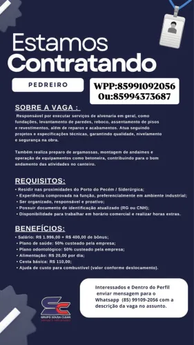 Vagas de emprego para início imediato!
