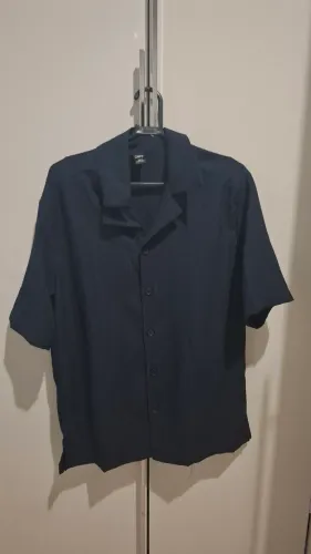 Camisa De Botão Azul Marinho (Masculino)