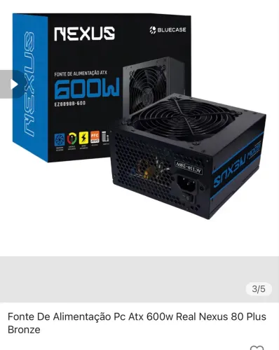 Fonte 600w 80 plus bronze