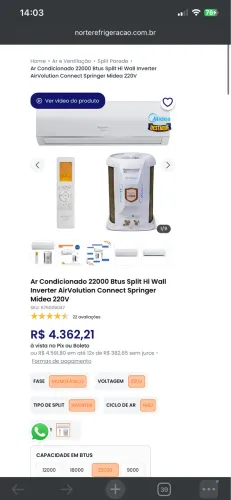 Ar Condicionado Springer 22 mil BTUs ainda lacrado