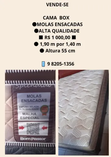 Cama casal box king size molas ensacadas