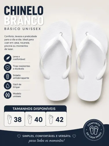 Chinelo uni sexy branco ante derrapante