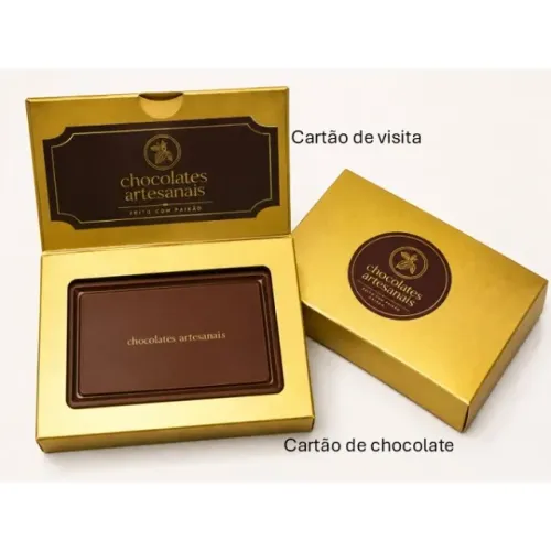 50 caixas para cartao de chocolate e cartão de visita na cor dourada