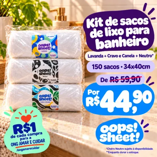 Oops! Sheet! Kit 3 Sacos De Lixo Perfumado Pia E Banheiro