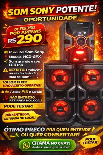 Vendo Sony Modelo: HCD-GPX com Defeito 