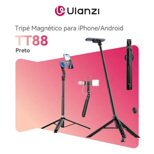 ULANZI TT88 Tripé Magnético para iPhone/Android, Bastão de Selfie
