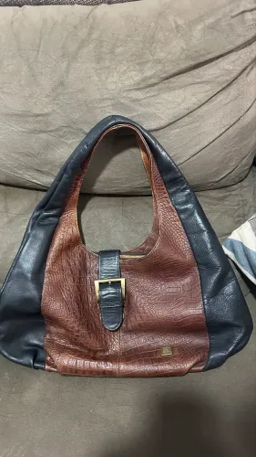 Bolsa couro legítimo marrom e preta bc