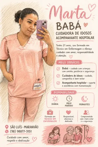 Babá/Cuidadora de Idosos/Acompanhante Hospitalar
