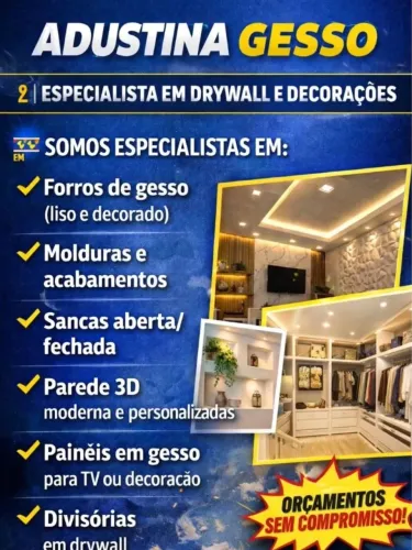 Drywall e Gesso em Geral | Forros, Sancas, 3D e Divisórias