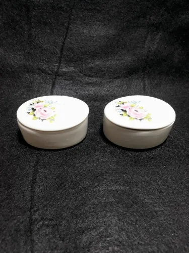 Par de porta jóias de porcelana antigo