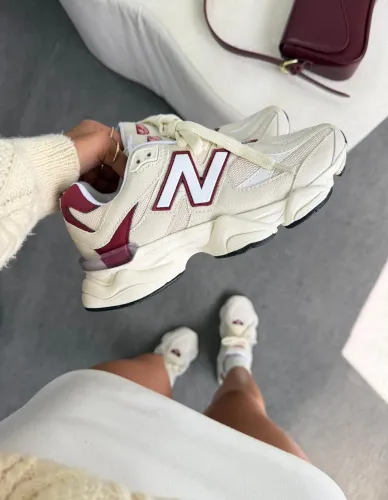 tênis new balance 9060 off white bordô 34 ao 39
