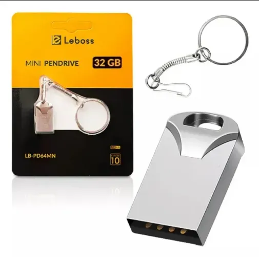 Mini Pendrive 32 Gb Usb 2.0 Classe 10 Com Chaveiro Leboss