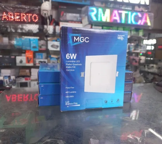 Painel led 6w 12x12 Embutir MGC (Distribuidora JK Eletrônicos honestidade e qualidade)