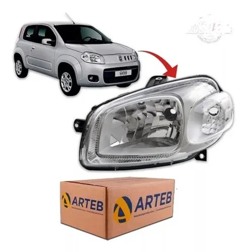 Farol principal Fiat Uno Vivace Way Cromado 2011 a 2014 Ld Esquerdo