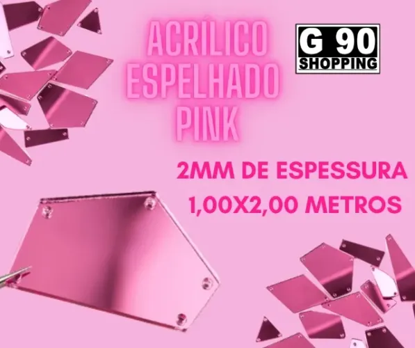 Chapa de Acrílico Espelhado PINK 1 x 2 metros 2mm