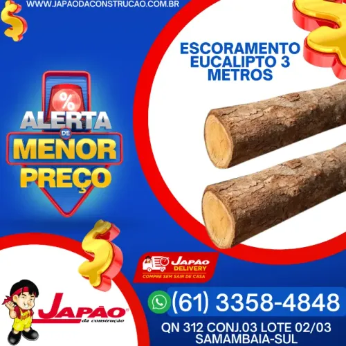Escoramento Eucalipto 3 Metros Com Desconto Especial, Entrega Rápida em Todo DF e Entorno