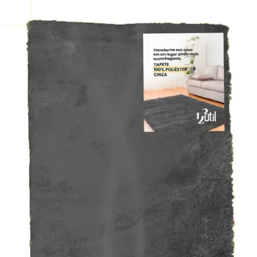 tapete felpudo 100% poliester 2,00x1,40m dc29 cinza 123util