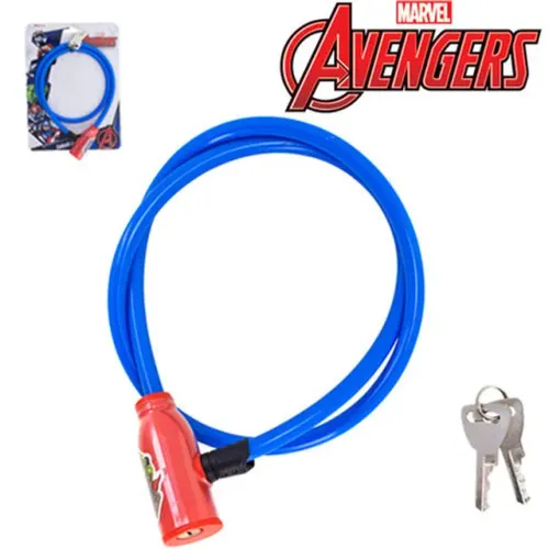 Cadeado / Trava De Bicicleta Infantil Azul Vingadores/avengers 80cm Na Cartela