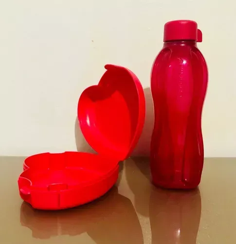 Tupperware Importada Kit Coração Glitter + Eco Com Glitter