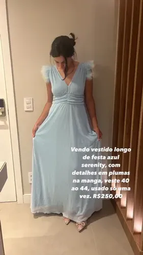 Vendo vestido longo festa azul serenity