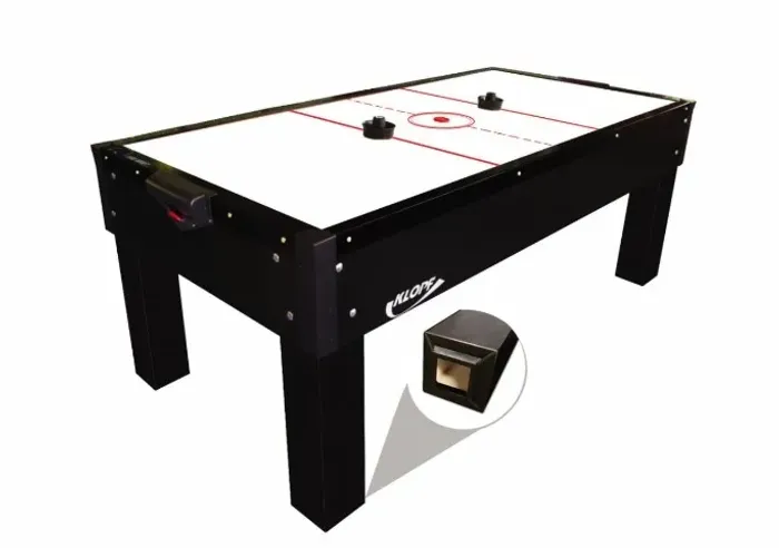 Mesa de Aero Hockey Preta 2,14m x 1,09m com Contador , discos e rebatedores Klopf 1048 