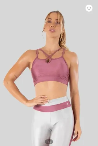 Conjunto academia fitness top + legging rose platinado
