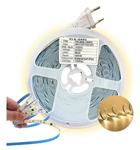Fita led 240leds 220v Rolo 10 metros P/ Alvenaria Sanca 10m 3000k
