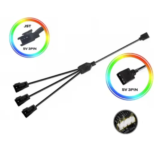 Cabo Adaptador JST SM RGB 5V 3 Pinos - 3 Saídas Macho