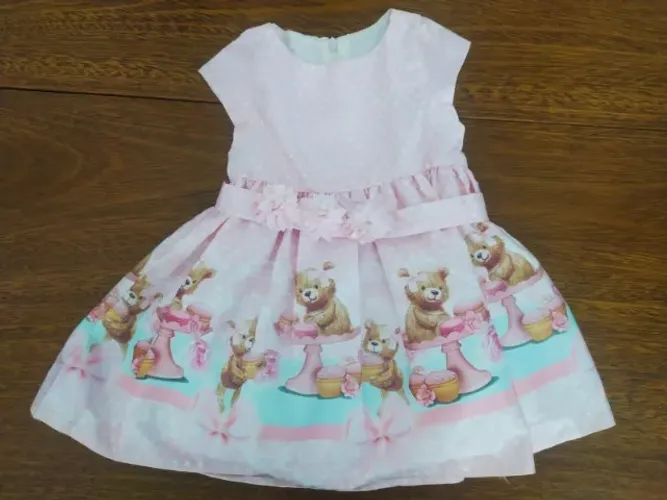 Vestido Rosa Para Bebê Com Ursinhos Da Beth Bebê