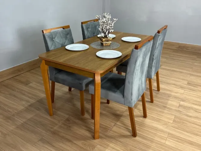 Mesa de Jantar Alegra 1.20×0.80 Com 4 Cadeiras- Madeira Maciça 