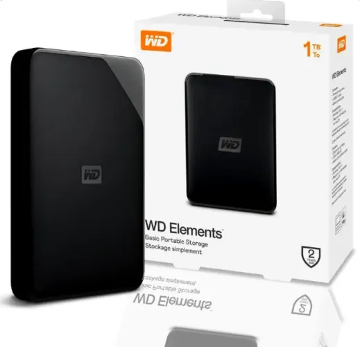 HD Externo Portátil WD 1TB Elements, USB 3.0 WDBUZG0010BBK - Novo c/ garantia - Nexo Store