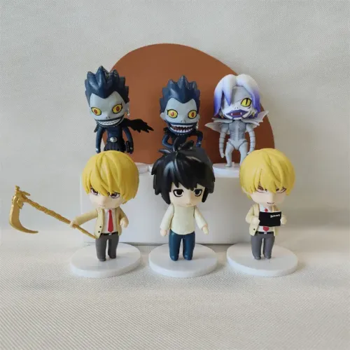 Kit 6 Bonecos de Death Note - Miniaturas de L, Light Yagami (Kira) e Ryuk