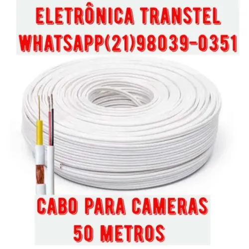 Cabo 4mm com alimentação cameras rolo com 50 metros uso interno e externo