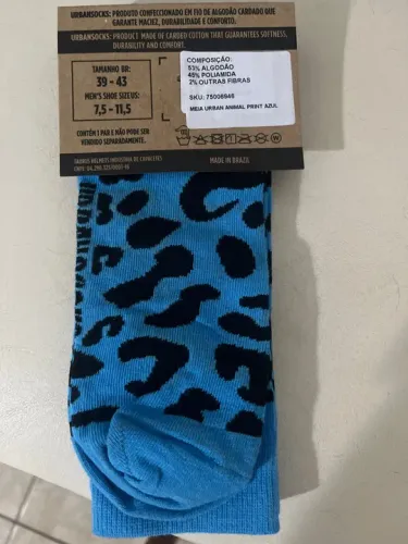 Meias Urban Animal Print Azul - Tamanho 39-43