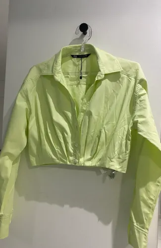 Camisa Cropped Zara Verde Lima