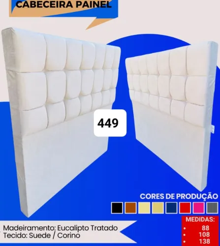Cabeceira Painel Estofada Suede/Corino