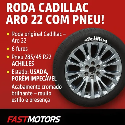 RODA CROMADA CADILLAC ARO 22 COM PNEU