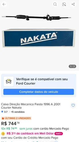 Caixa de direção mecânica fiesta 1997 a 2001