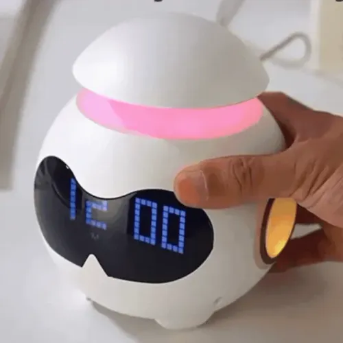 Relógio Despertador Digital Emoticon Onistek ON-LM310 LED Luz Noturna Design Robô
