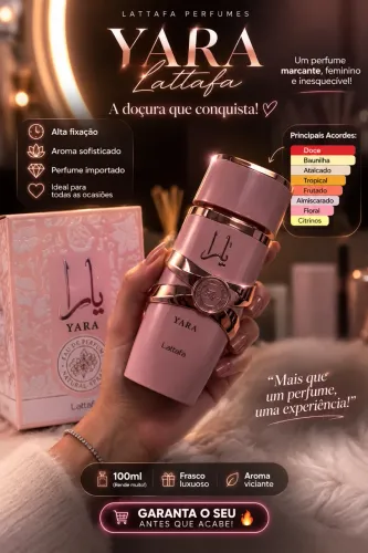 Yara Lattafa Feminino Eau de Parfum 100ml - Fragrância Marcante, Doce e Sofisticada