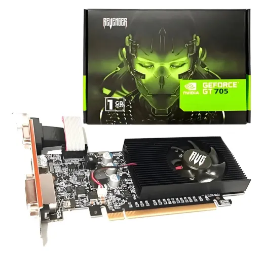 Placa de Vídeo NVIDIA GeForce GT 705 1GB DDR3 Revenger RUG - Nova, Compacta