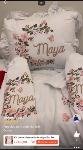 Kit Leito Maternidade Algodão Personalizado Maya - 03 Peças