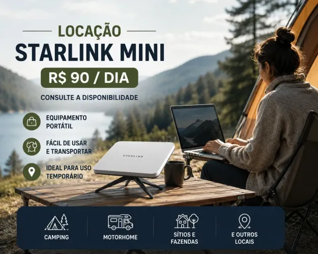 Locação Starlink Mini - R$ 90 por diária
