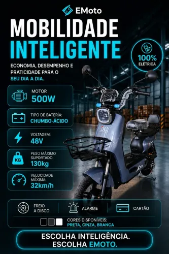 Scooter Elétrica 500W 48V Econômica Até 32km/h | Nova